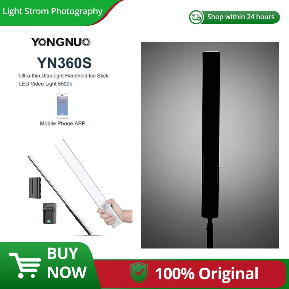 

Yongnuo YN360S Ultra-thin,Ultra-light Handheld Ice Stick LED Video Light 3200k to 5500k Controlled by Phone App Camera LED Light