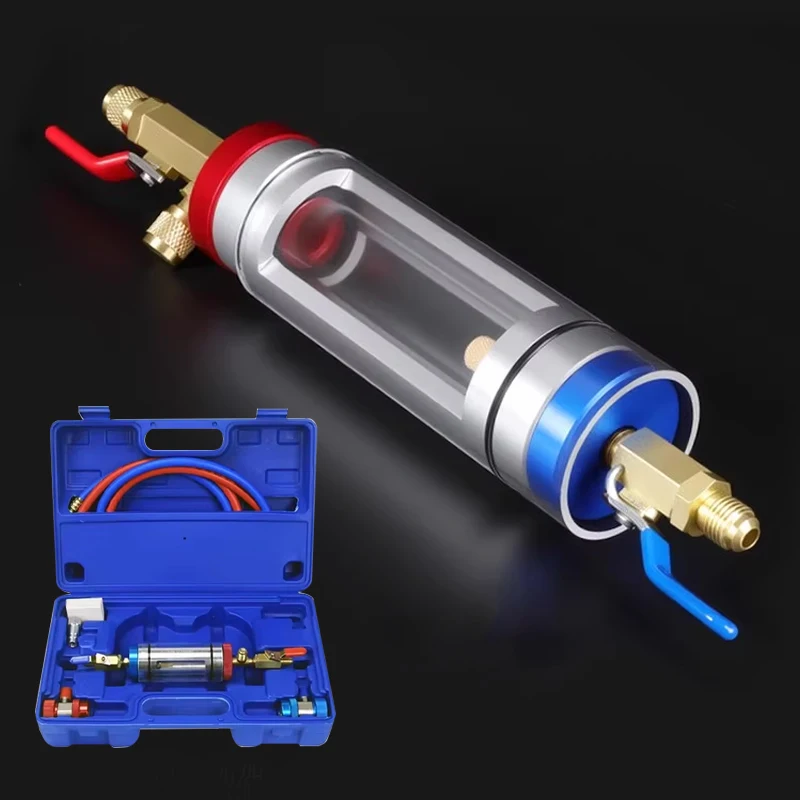 Filtro de óleo do compressor de ar condicionado automotivo e purificador de enchimento do analisador de óleo refrigerante para manutenção do sistema de resfriamento