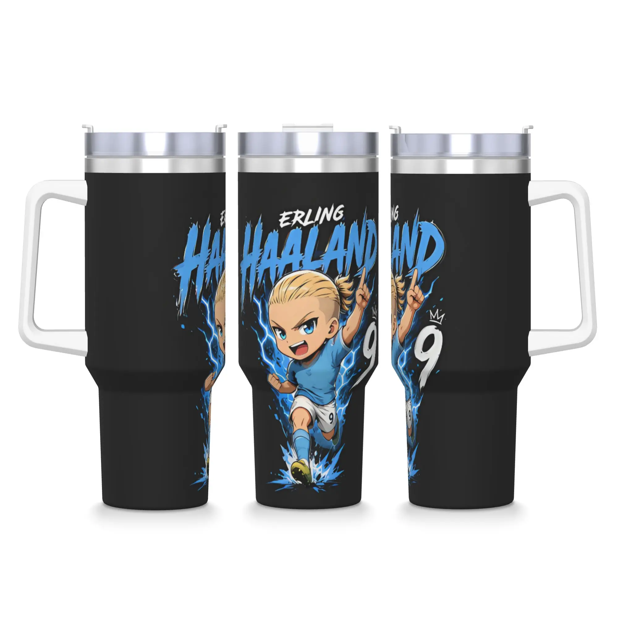 Large Capacity Haaland Number 9 Tumbler  Cold Drink Portable Water Bottle Stainless Steel Travel Car Mugs