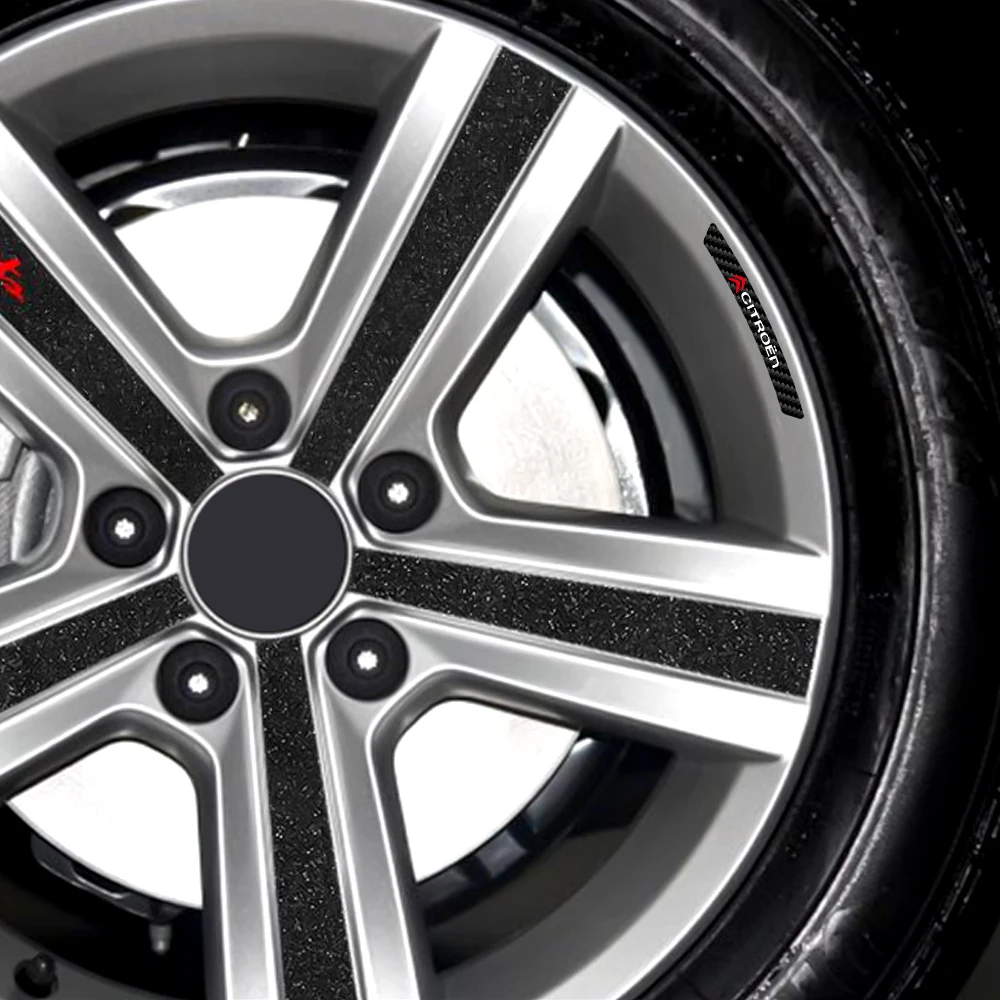 4pcs Carbon Fibre Car Wheels Rims Decor Decals Stickers For Citroen C1 C2 C3 C4 C5 C6 C8 C4L DS3 DS4 DS5 Auto Wheel Accessories - view 3