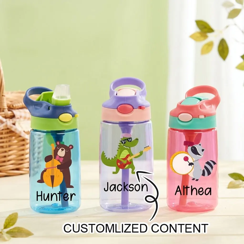 2026 Neue personalisierte Waschbär-Trinkflasche mit Namen für Kinder, tragbarer, auslaufsicherer Trinkbecher für Schule, Outdoor und den täglichen Gebrauch.