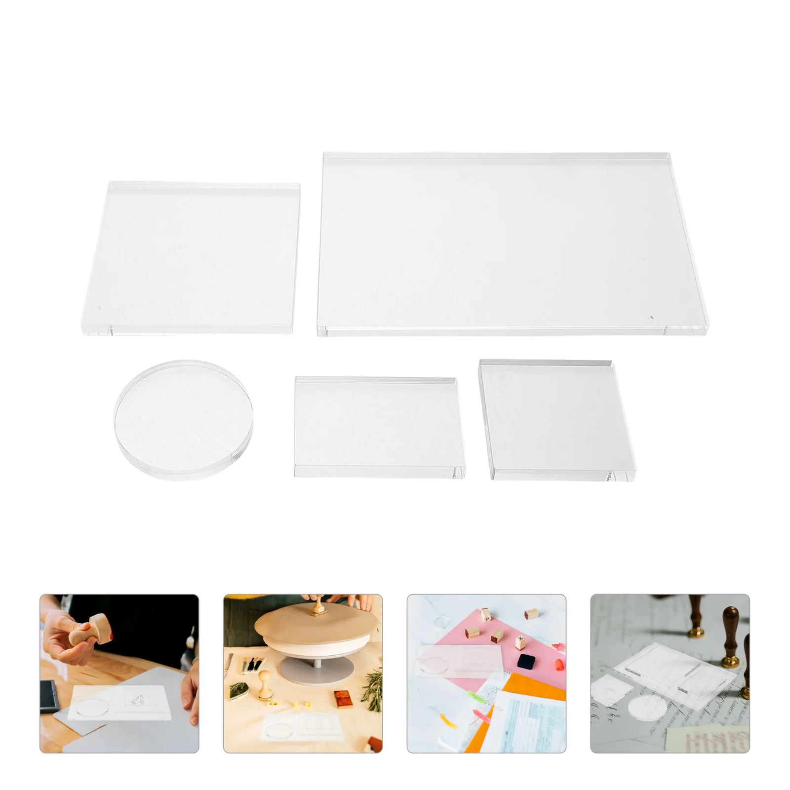 

5Pcs Stamp Handle Transparent Acrylic Mounting Block Comfort Grip Non-Slip Stamping Tool for Card Making Crafts Clear