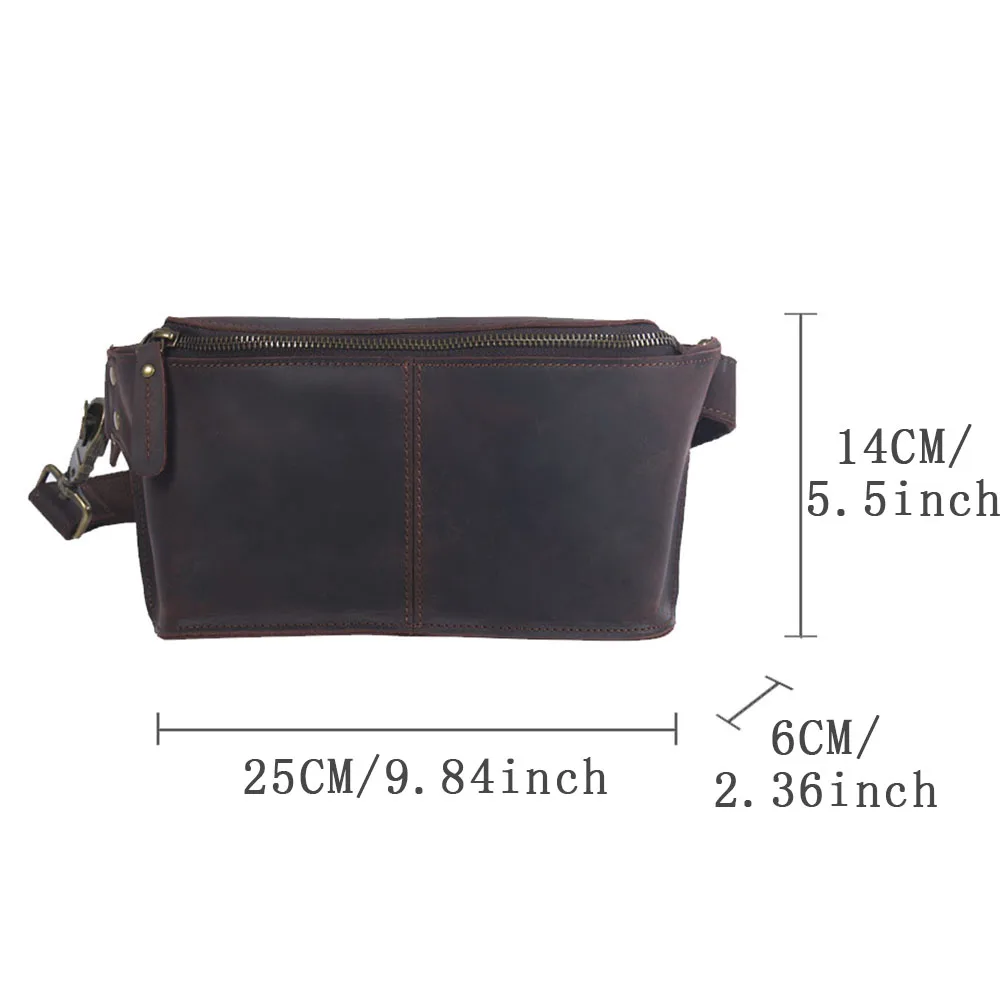 S.WORKE Vintage Echtleder Herren-Brusttasche Umhängetasche Kleine Crazy Horse Rindsleder Damen Mode Handytasche – Detail 3