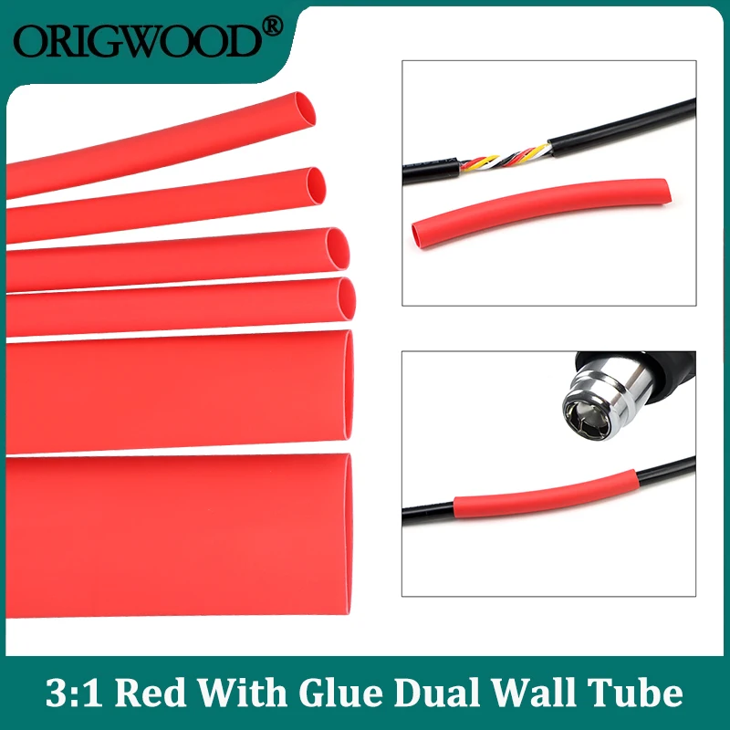 

1-10m Red 3:1 Heat Shrink Tube 1.6 ~ 50mm Polyolefin Shrinkable Tubing Adhesive Lined Insulated Dual Wall With Glue Cable Sleeve