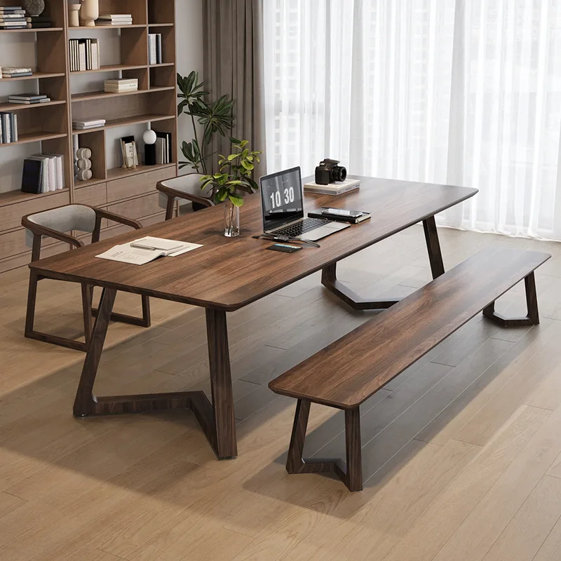 

Simple living room Solid wood long desk South American walnut large board table Workbench Learning reading table Household table