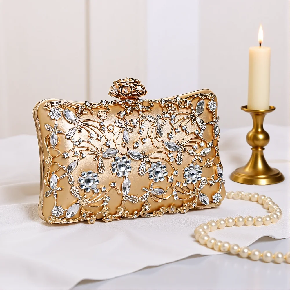 Shinny Glitter Evening Bags Rhinestone Hard-Surface Box Bags Elegant Female Wedding Shoulder Pouch Banquet Party Luxury Purse