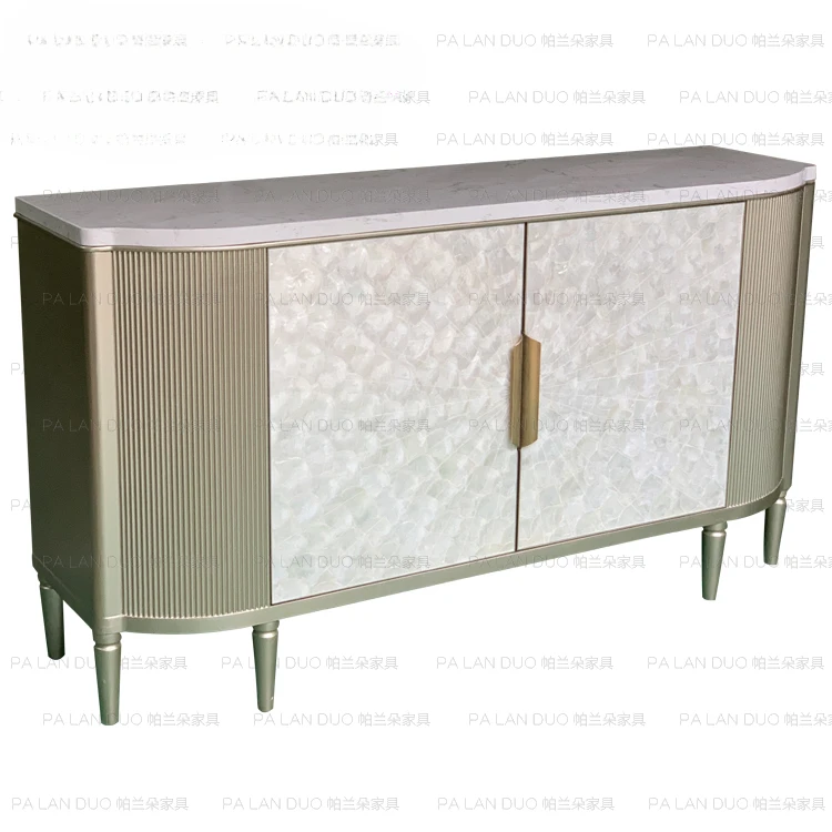 American Light Luxury Entrance Cabinet Shoe Cabinet Champagne Shell Meal Edge Cabinet