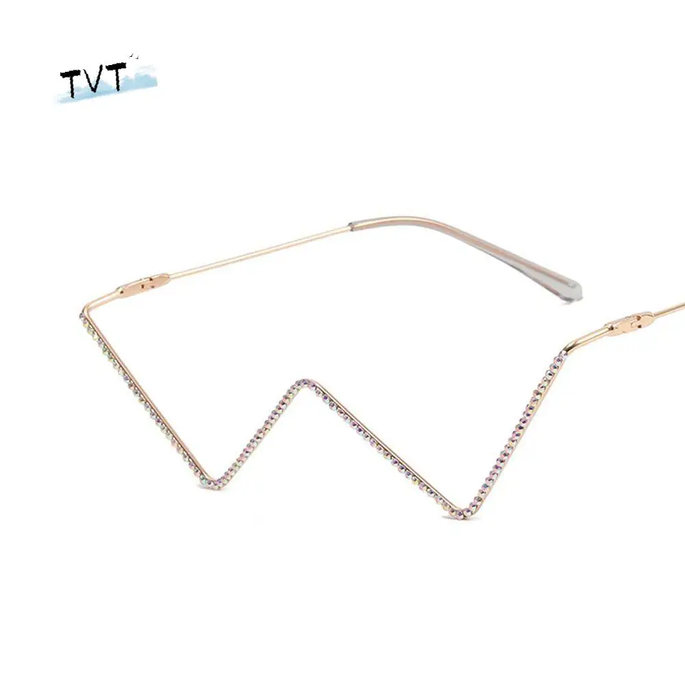 

Eyewear Decoration Rhinestone Gold For Women Triangle Glasses Frame Glasses Frame Rhinestones Glasses Frame Fake Glasses