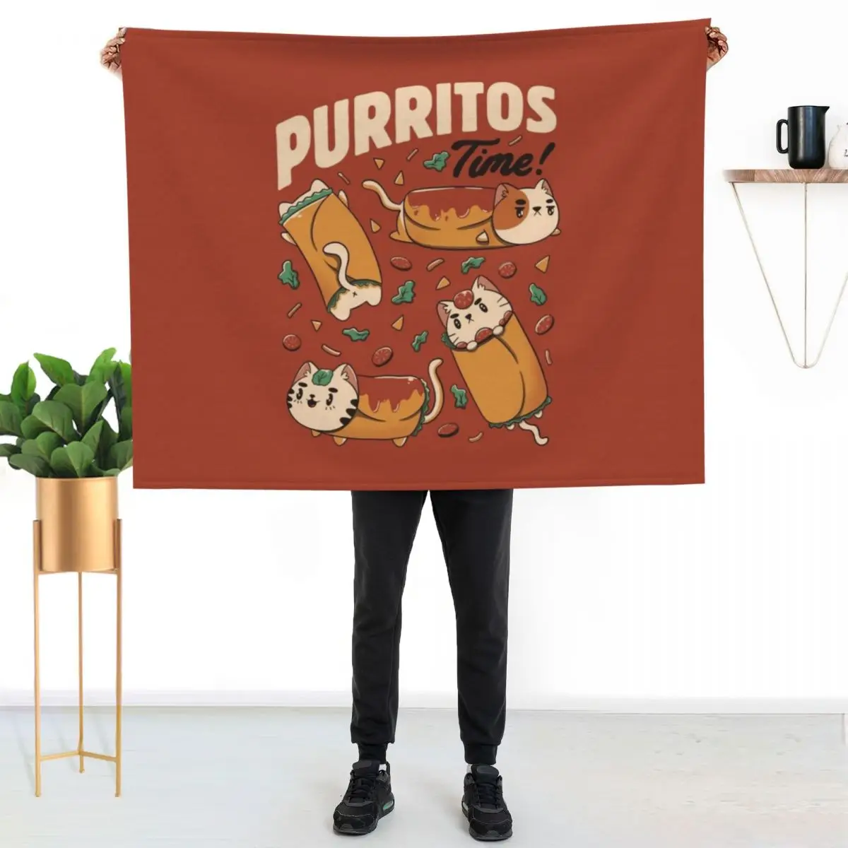 Purritos Time Burrito Cat Funny Mexican Food by Tobe Fonseca Throw Blanket Luxury St Summer Beddings Plaid on the sofa Blankets