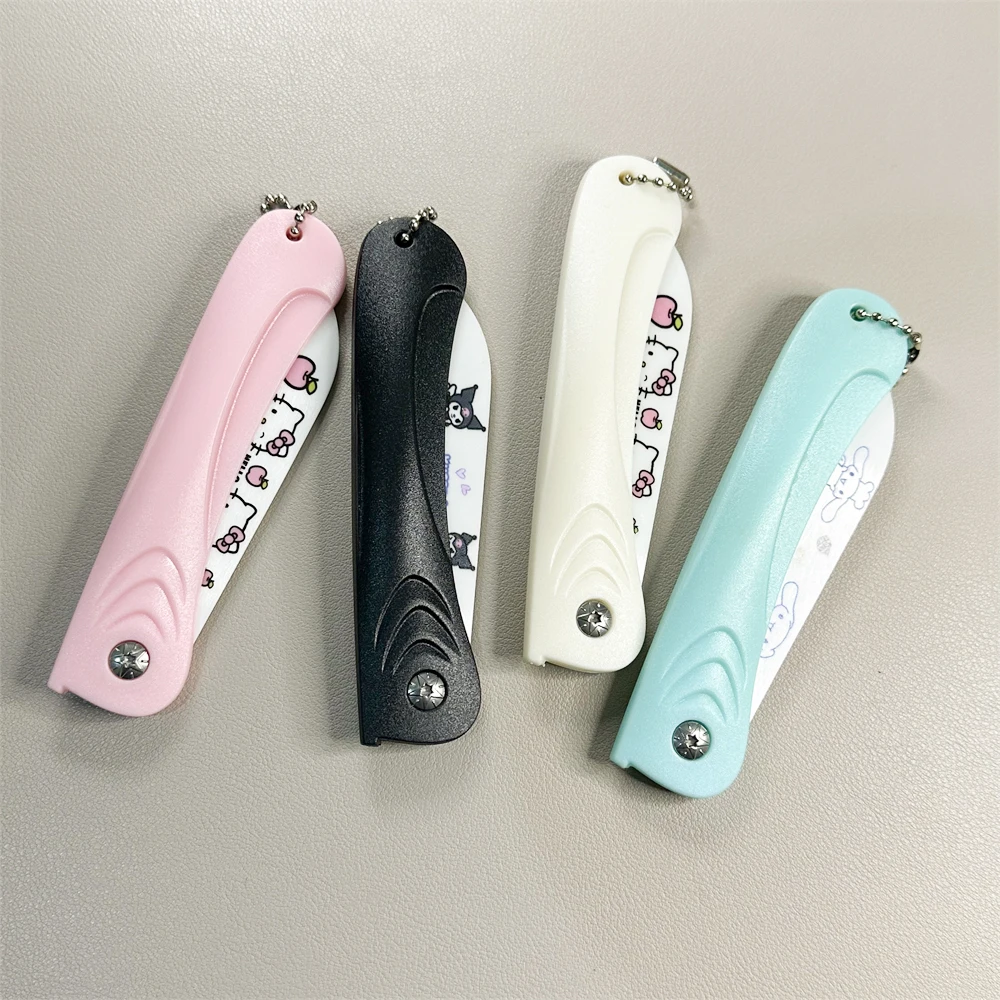 Sanrio Hello Kitty Ceramic Folding Fruit Knife Kawaii Kuromi Cinnamoroll Pattern Portable Mini Travel Home Peeling Fruit Knife