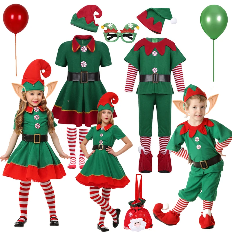 Pakaian baju Cosplay Natal anak perempuan anak laki-laki 2024 kostum Santa Claus pakaian Jumpsuit setelan balita untuk 2-15Y