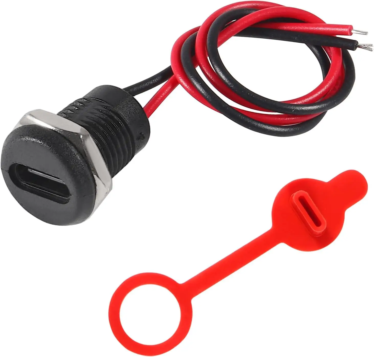 10/20 قطعة 2Pin شحن المقبس أنثى جبل موصل محول USB نوع-C ميناء شحن واجهة المقبس مع غطاء غطاء #4