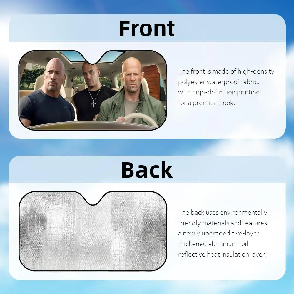 F-Fast & F-Furious Sun Visor Car Front Window Windshield Sunshade Five-Layer Aluminum Foil UV Protector Heat Shield view 4