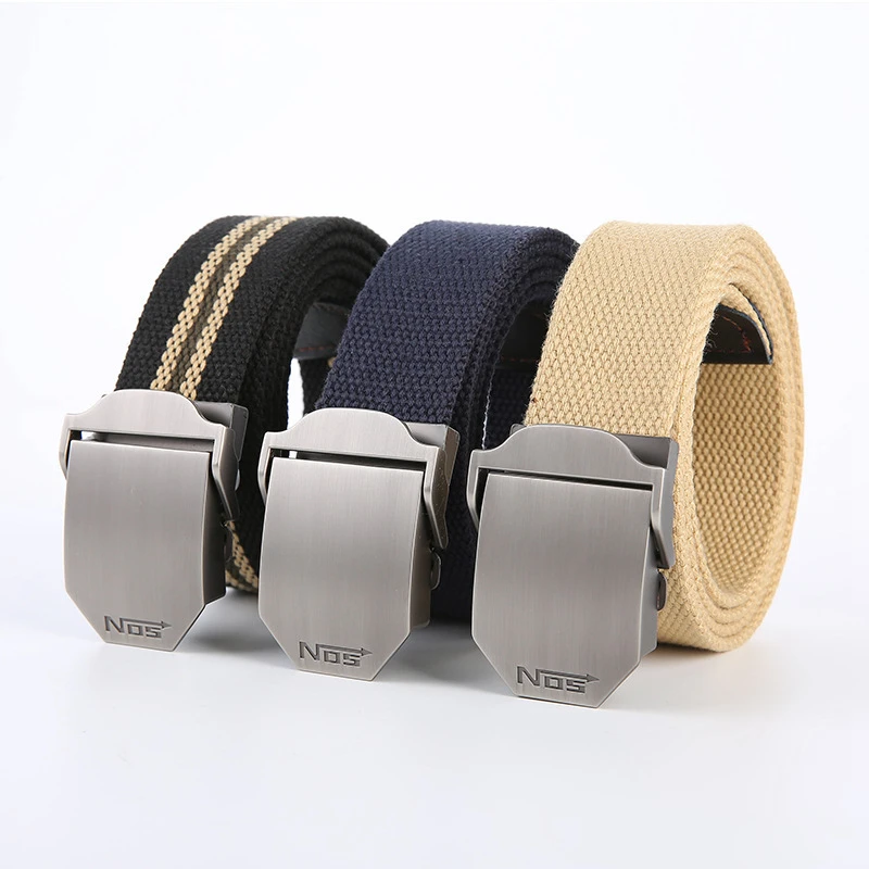 Belt For Men Tactical Belts 4 Mm Thick 3.8 Cm Wide Casual Canvas Outdoor Alloy Automatic Buckle Men Belt  Plus Size Unisex