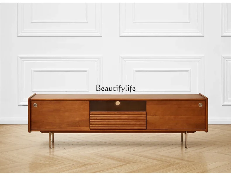 

FG26Retro Solid Wood TV Cabinet Simple Living Room Home Storage Storage Small Apartment TV Side Cabinet