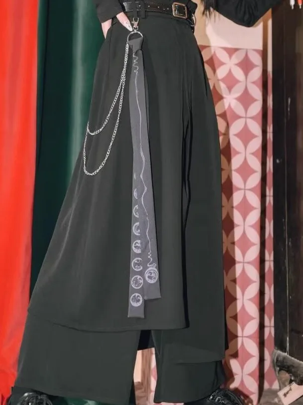 New Chinese Style Men's Wide Leg Pants Trousers Layered Design