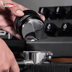 Distribuidor de café IKAPE, apto para Espresso portafiltro Espresso de 49MM, 51MM, 54MM, 58MM, distribuidor de gravedad (negro/plateado)