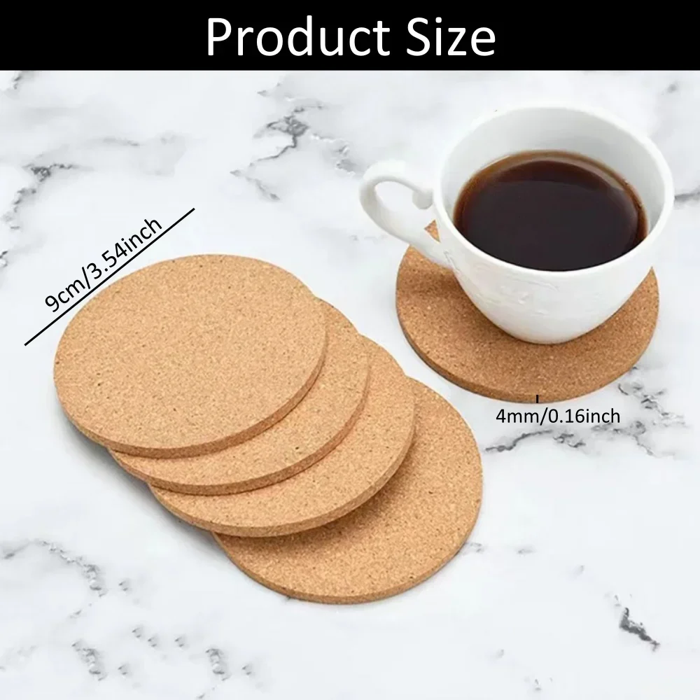 2/4/6 قطعة قواعد أكواب من الفلين المستديرة، قواعد أكواب خشبية سميكة للمشروبات، قواعد أكواب بار مقاومة للحرارة للمطبخ والمطعم والمنزل والمقهى #2