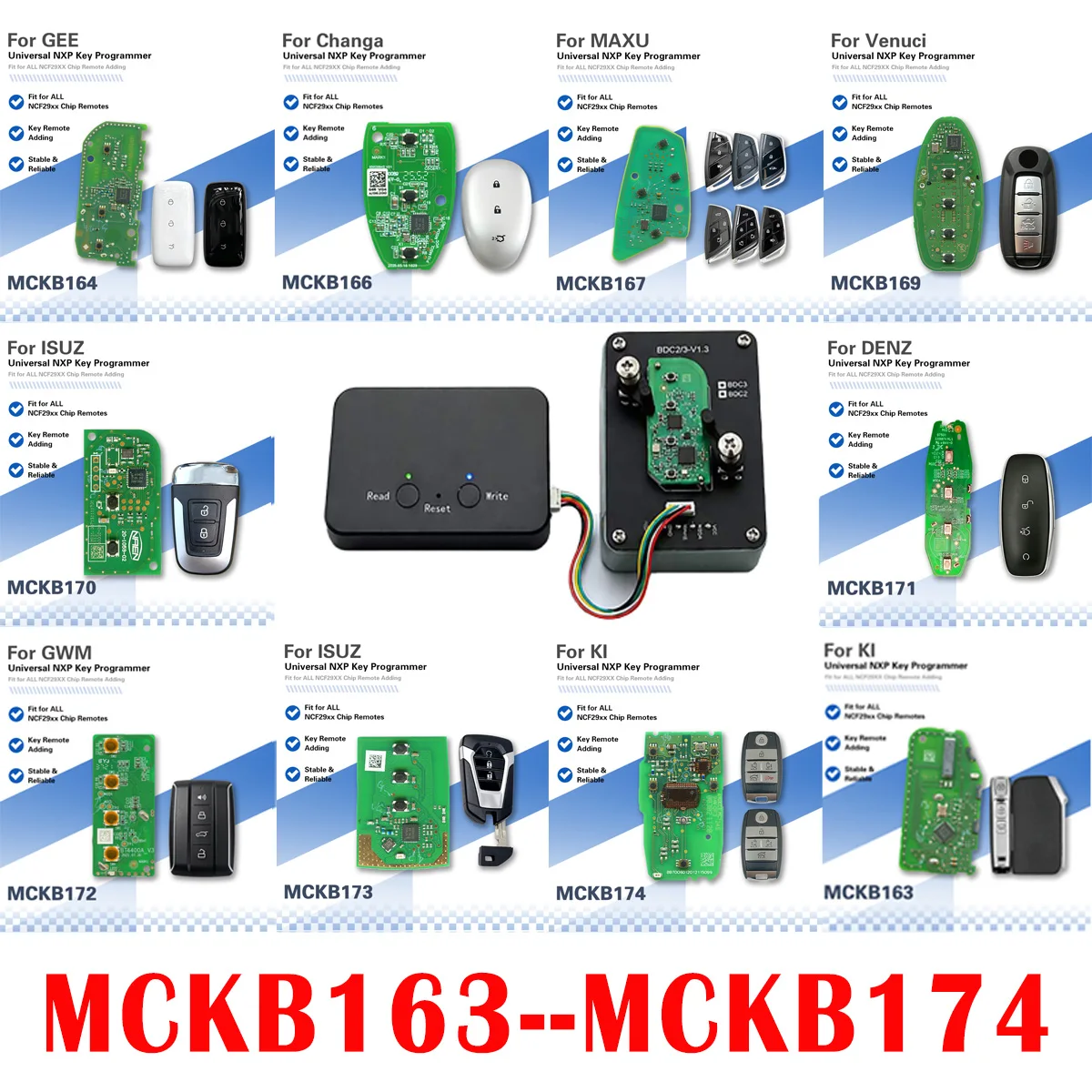 MCKB163-MCKB174 NXP Killer Adapter for DENZA Isuzu VENUCIA MAXUS Changan NISSAN GEELY KIA Great Wall Motor Smart Key Unlimited