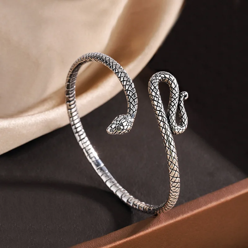 New Arrival Trendy Snake Animal Design Retro Thai Silver Female Bangle For Women Hand Jewellery Accessories Never Fade