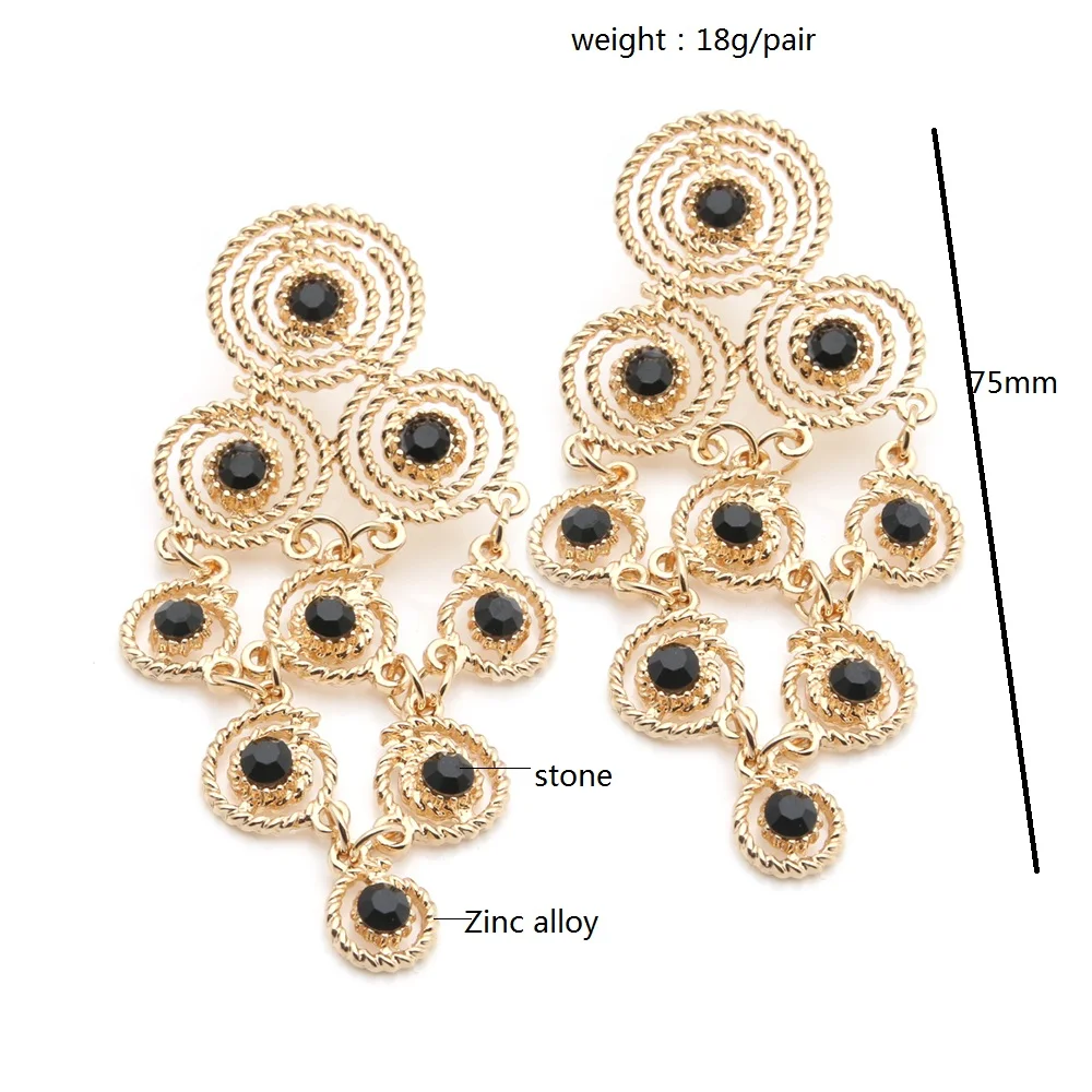 Laser Dazzle With Color Drop Fashion Earring Boho India Dangle Zinc alloy Vintage Large Brinco Ear Oorbellen Jewelry Factory