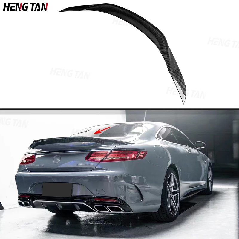 

For Mercedes Benz S Class S63 C217 Four Door Carbon Fiber RT2 Style Tail Fins Rear Trunk Spoiler Wing