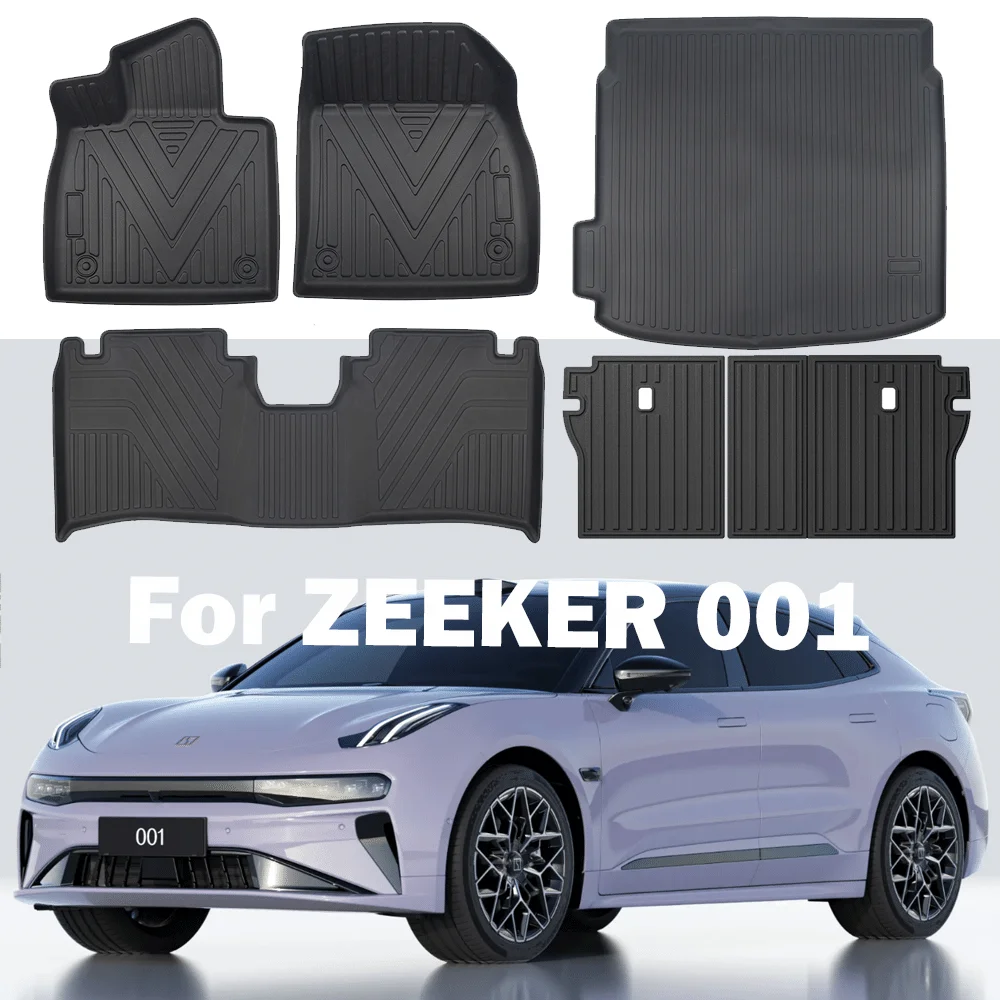 

For Zeekr 001 2024 2025 Car Floor Mats & Cargo Liner, TPE 3D Foot Mat Waterproof Trunk Mats and Backrest Mats LHD