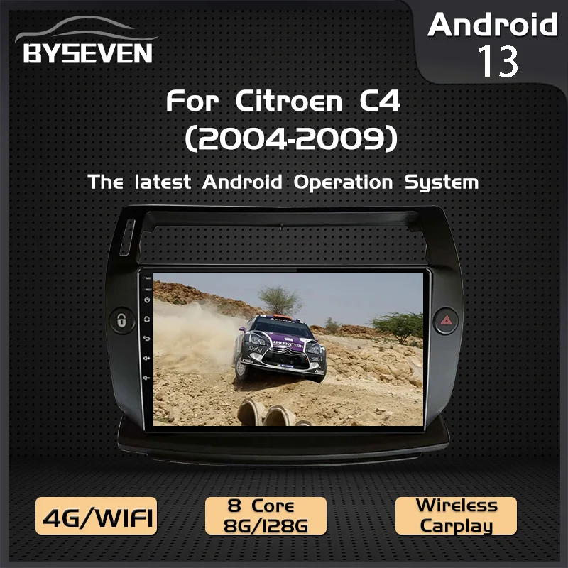 BySeven Android 13 Auto Radio For Citroen C4 C-Triomphe C-Quatre 2004-2014 Car Multimedia Player GPS Navigation Head Unit Video