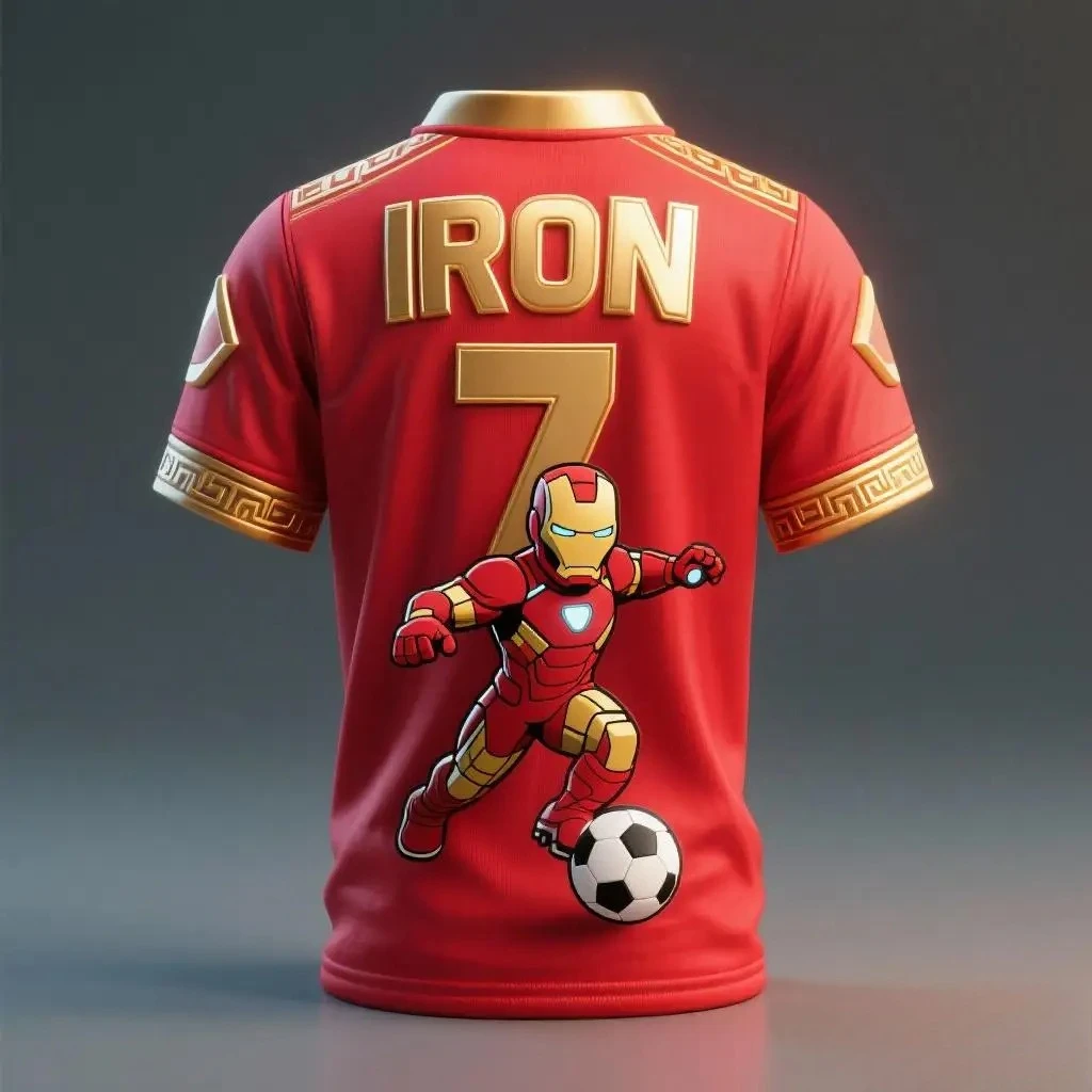 Iron Man 7 Soccer Jersey 3D Quick Dry T-Shirt For Men Women Kids Marvel Superhero Football Fan Tee