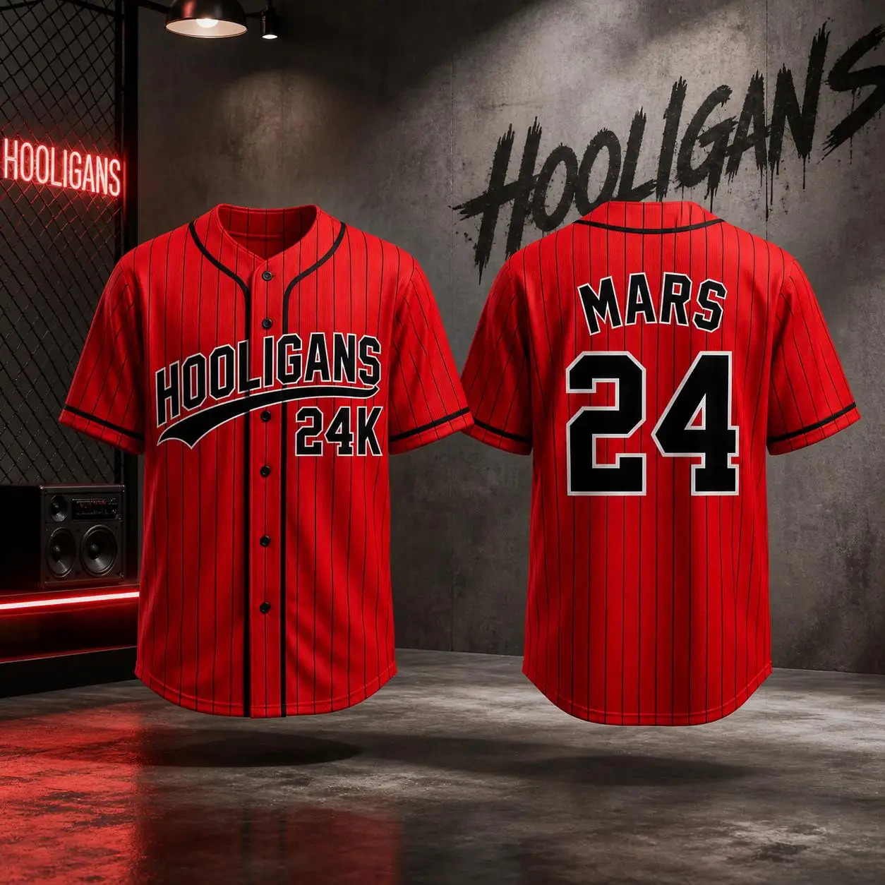 Camiseta de Béisbol Bruno Mars 24K Hooligans 2026, Unisex, Manga Corta, Estilo Hip Hop, para Fanáticos, Niños y Adultos