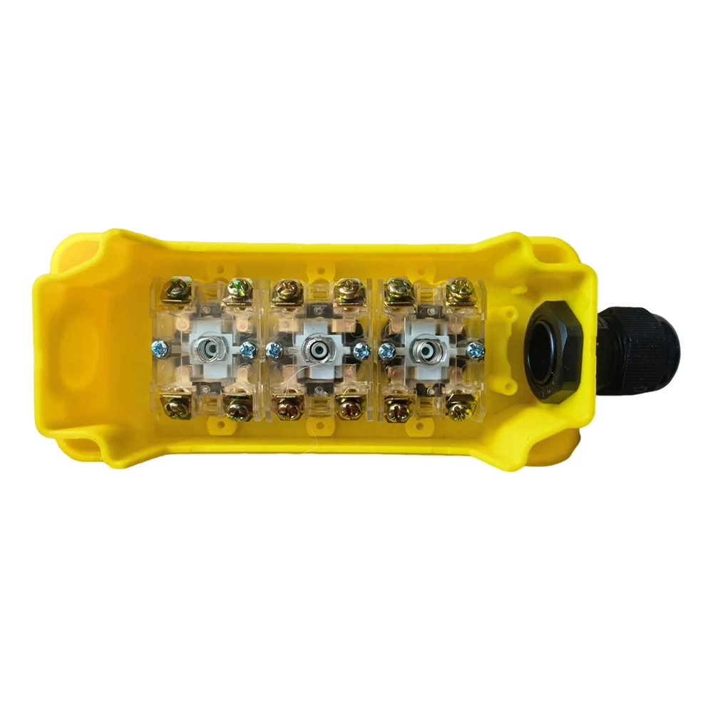 Three Button Control Box Yellow Mafelec Style Push Button Station For Tail Lift Winch Windlass Industrial Lift Car Accessories