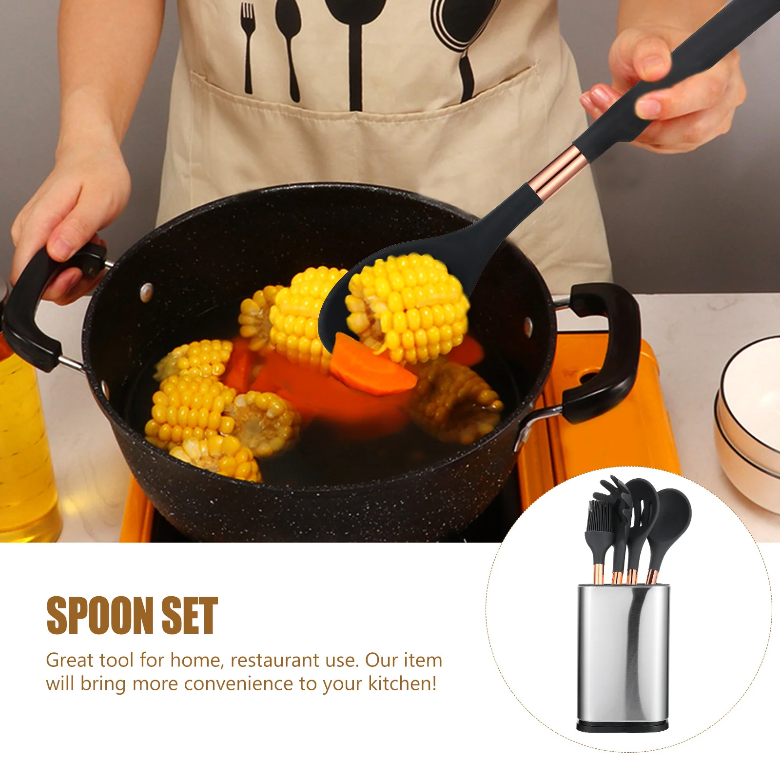 

1Set Silicone Kitchen Cooking Set Practical Spatula Spoon Multifunctional Household Restaurant Use Cooking Gadget