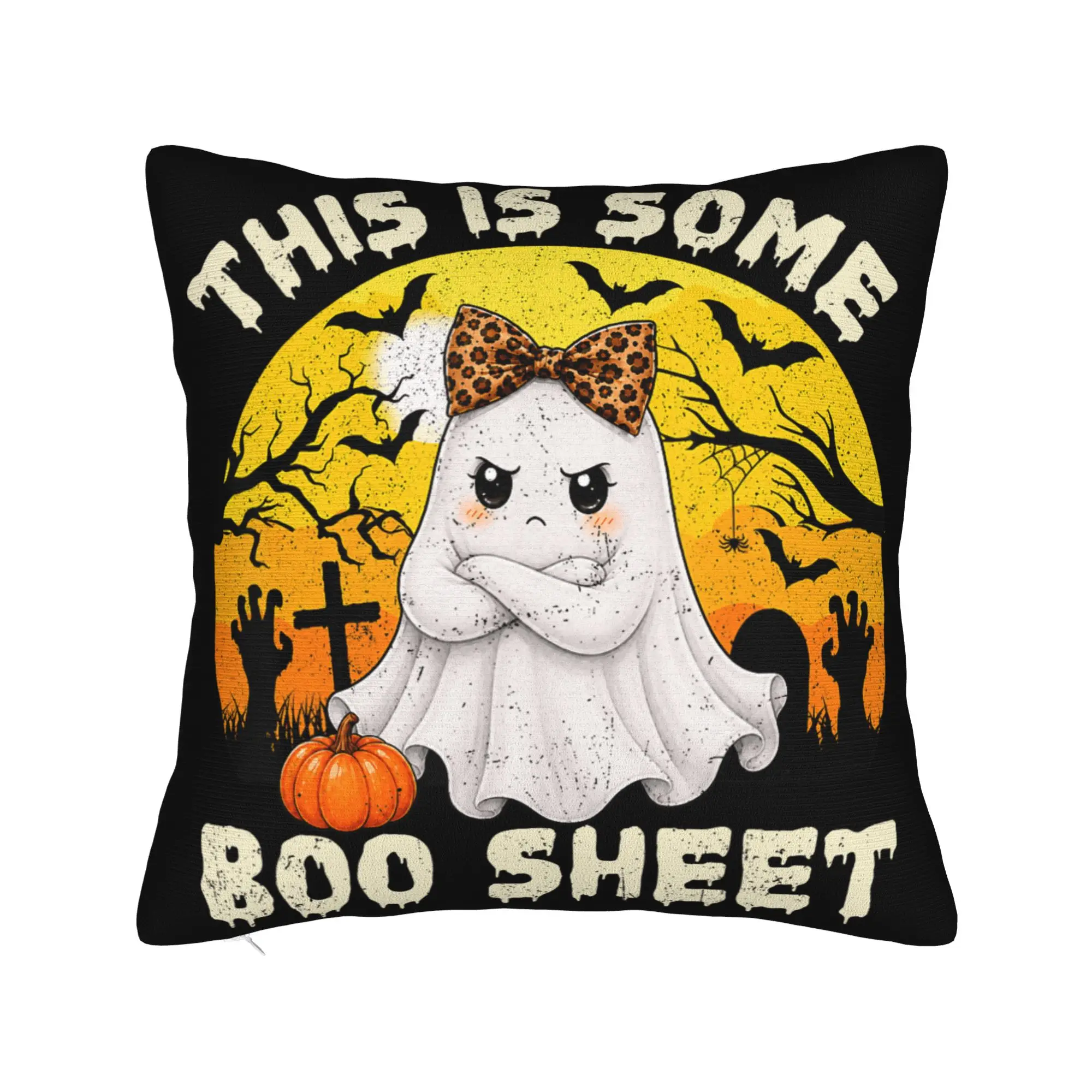 Halloween This is Some Boo Sheet Ghost Moon Pillowcases Cute Funny Pillow Case For Sofa Couch Bed Living Room Comfy Pillow Cover