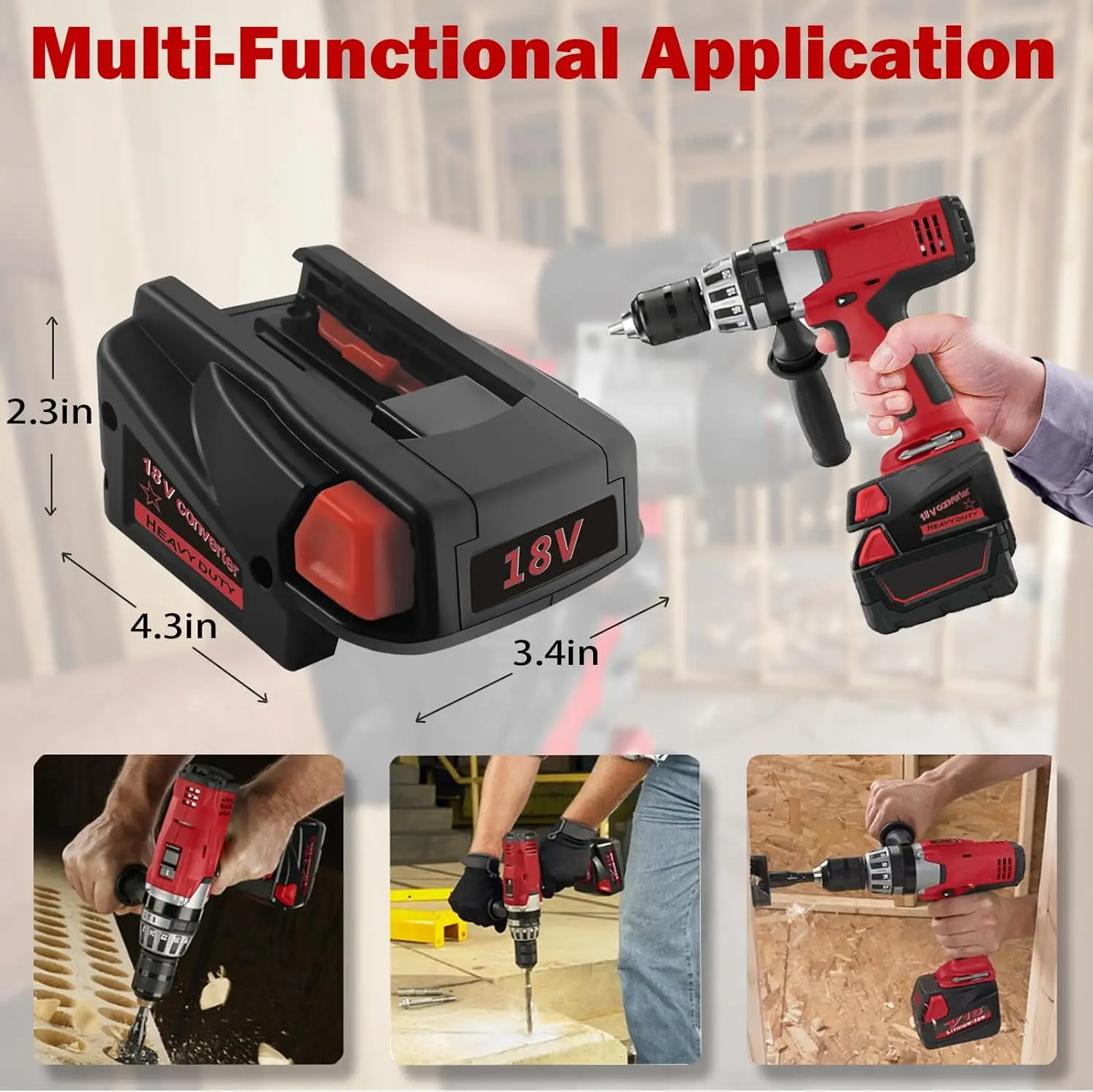 Battery Adapter Converter for DeWalt 20V & for Milwaukee 18V Lithium-ion Battery to for Milwaukee V18 18V NI-CD Battery Tool