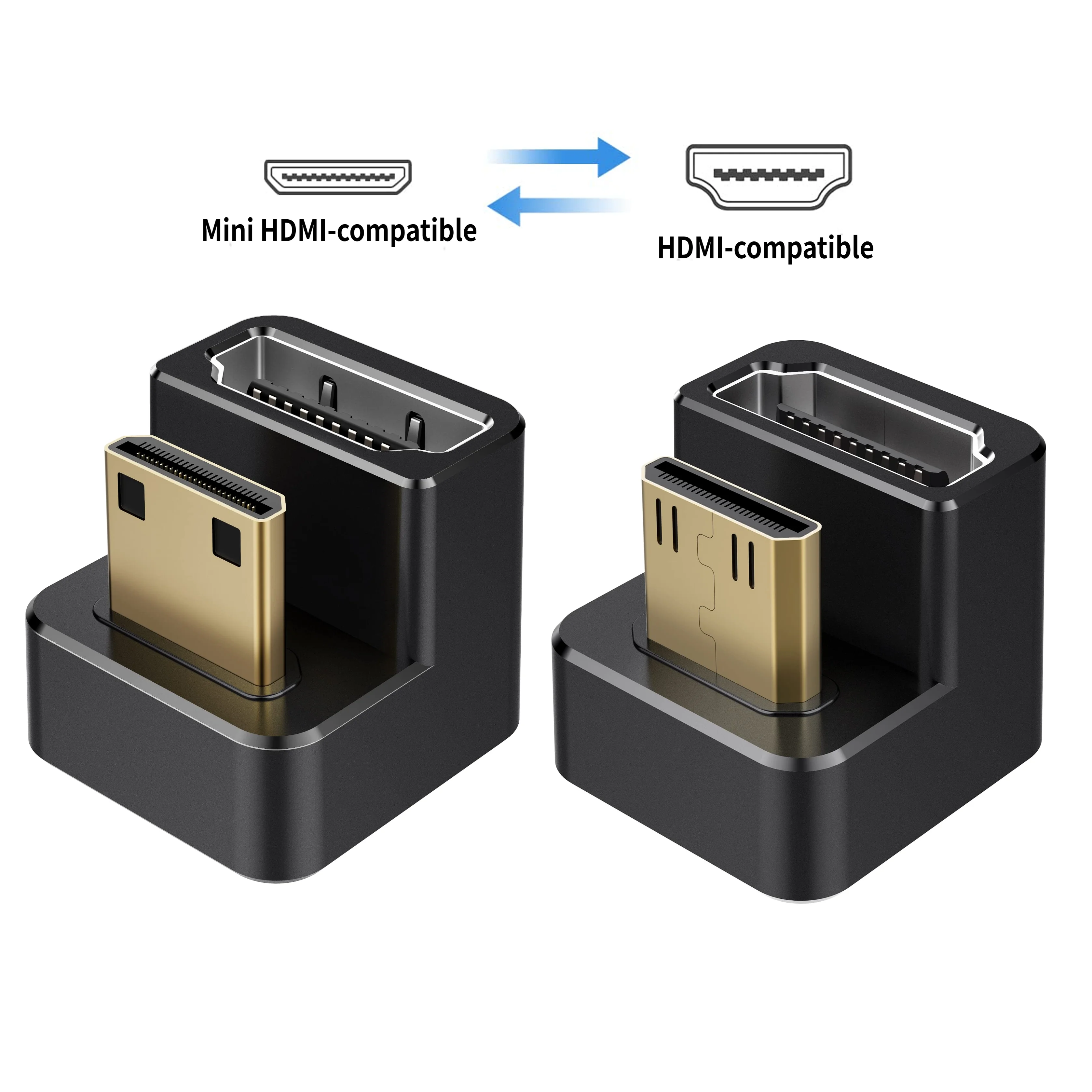 8K UHD 90 grados Mini HDMI-compatible macho a HDMI adaptadores hembra para cámara videocámara Monitor portátil portátil HDTV