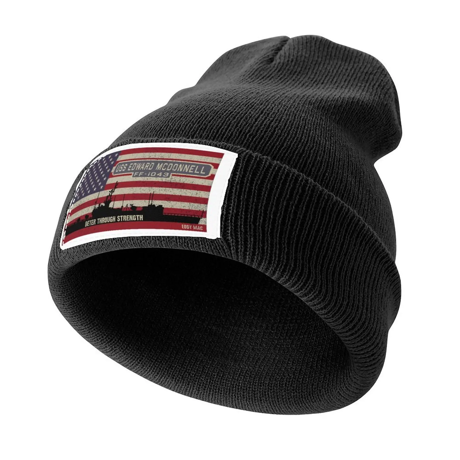 USS Edward McDonnell FF-1043 Frigate Ship USA American Flag Gift Knitted Cap Hat Man For The Sun sun hat Man Women's