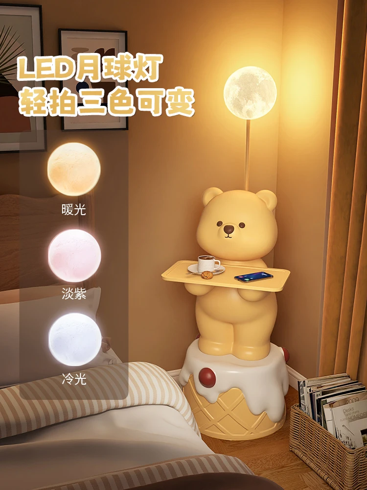 yyhcCartoon children's bedside table lamp integrated bedroom bedside locker creative shelf cream wind cute window head table