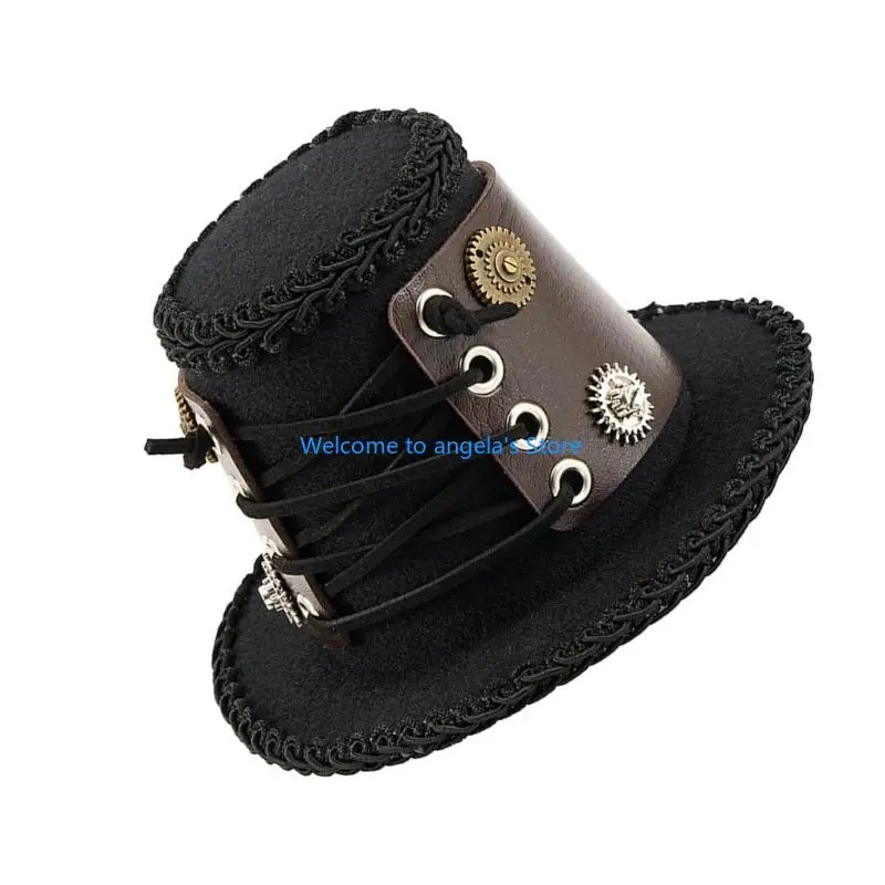 x4yc steampunk haired hair accessory felts hat with industral fantasy handmade fantasy