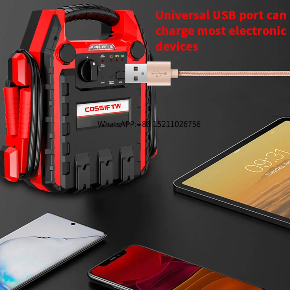 12v/24v Emergency Start-up Rescue Power Electric Station Car Jump Starter Power Bank With Air Compressor