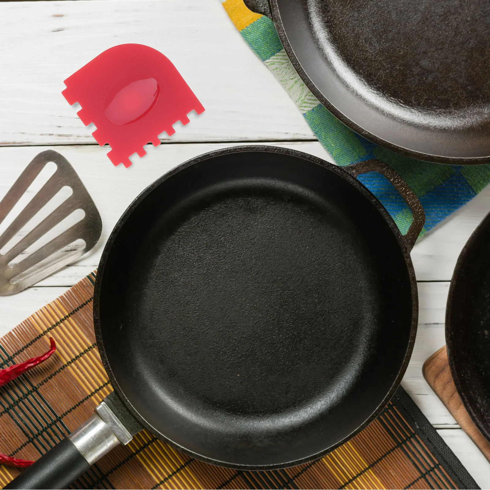 

6pcs Cast Iron Pot Heat Resistant 200℃ Reusable Grill Pan Cleaning Tool Serrated Scraper For Kitchen Baking Utensils Pc Scraper