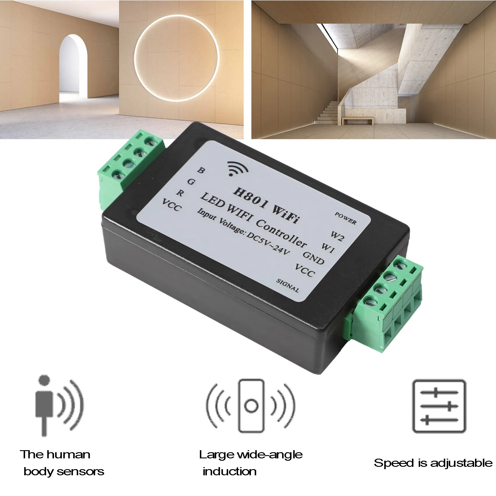 وحدة تحكم بشريط ليد h801 ، rgbw ، wifi ، rgb ، dc 5-24v ، مُدخل لـ