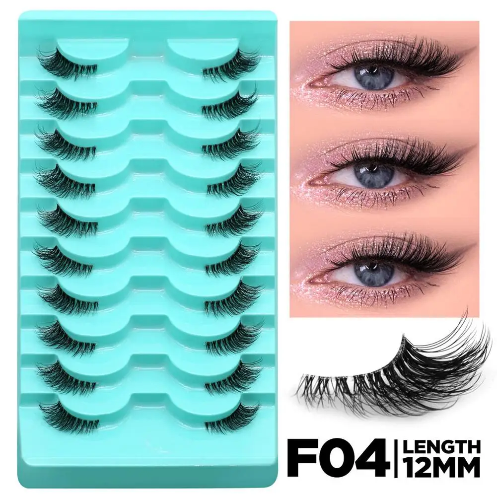 

Накладные ресницы Half Lashes, 10 пар, натуральные, длинные, эффект кошачьего глаза, пушистые, 3D, из норки, для макияжа, для наращивания, искусственные ресницы