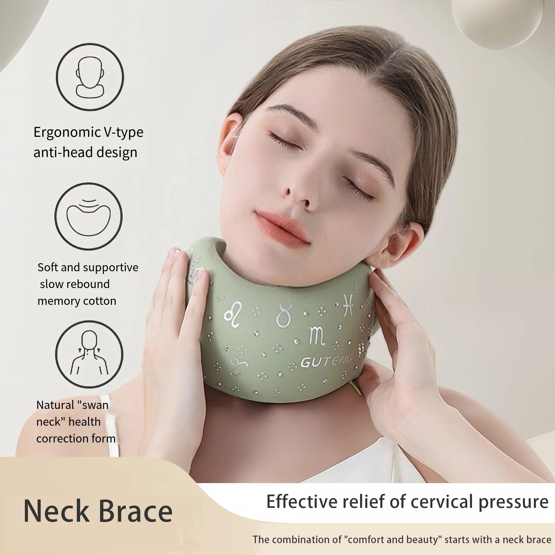 1 Piece Sports Protective Neck Collar, Outdoor Portable U-Shaped Pillow, Lunch Break Neck Support Artifact, Business Trip Nap Neck Collar, Office Anti-Bowing Cervical Spine Protection to Relieve Fatigue