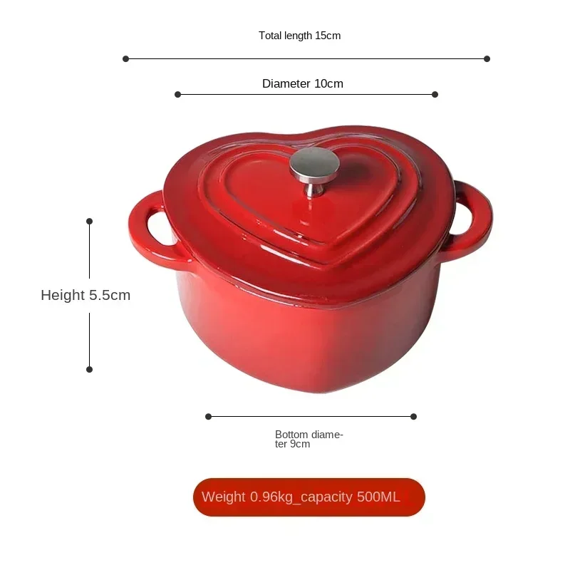 Household Heart Pots for Kitchen Cast Iron Enamel Cooking Pots Heated Evenly Soup Pot Does Not Pick Stove Nonstick Pan