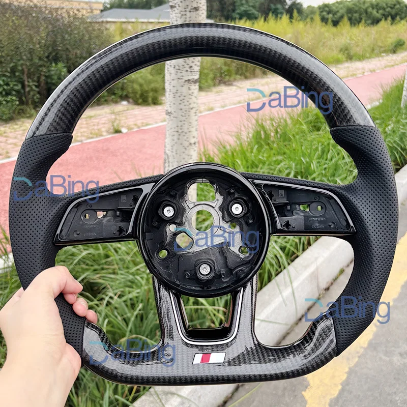 Real Carbon Fiber Steering Wheel For Audi 2017-2020 A3 A4 A5 S3 S4 S5 Leather Steering Wheel Flat Bottom