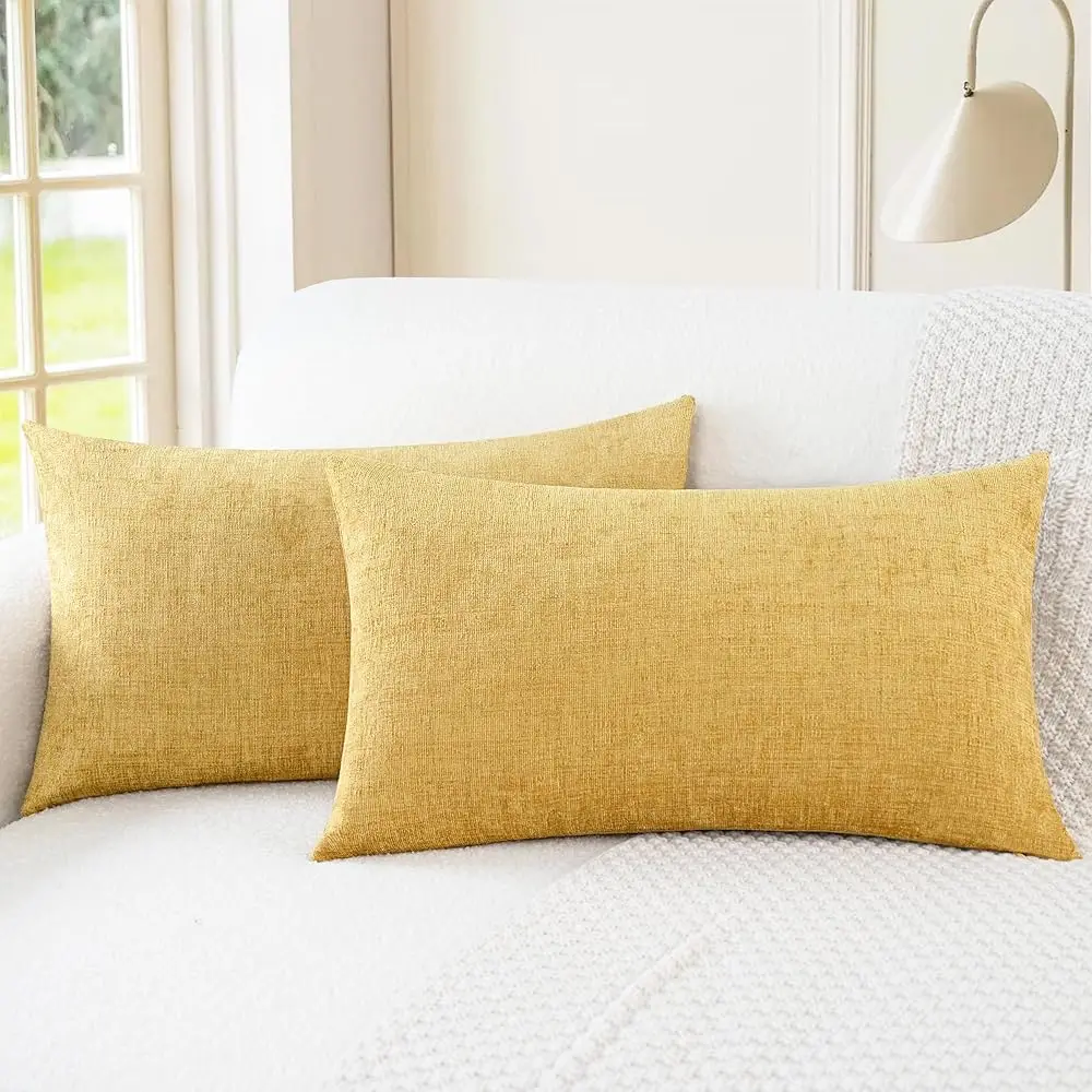 

Throw Pillow Covers Decorative 16 X 26 Hes Pa Of 2 Cozy Chenille Cushion Cases For Couch Sofa Bed Living Room Home Gold