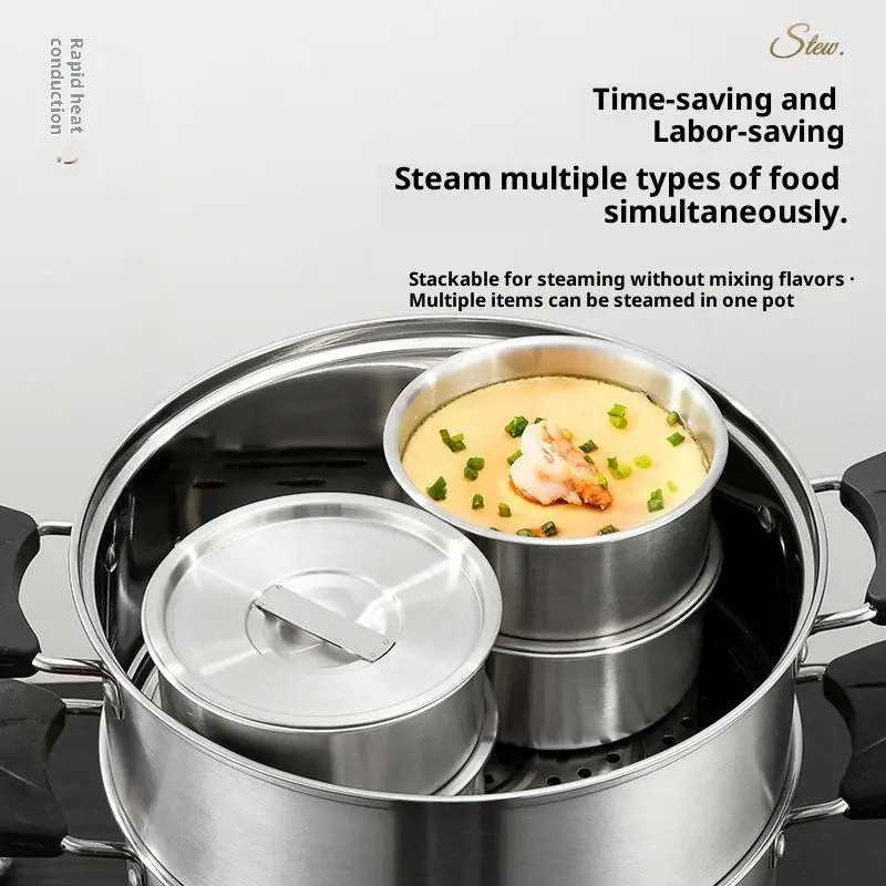 【Peace】Stainless Steel Steamed Egg Bowl Ramen Rice Fruit Salad Stew Bowls With Lids Soup Cup Food Container Kitchen Supplies