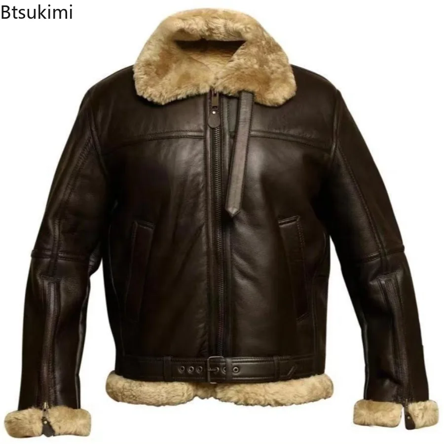 

Winter Leather Jackets for Men Fashion Plush Lining Warm Comfortable High Quality Leather Coats Men's Luxury Motorcycle Jackets