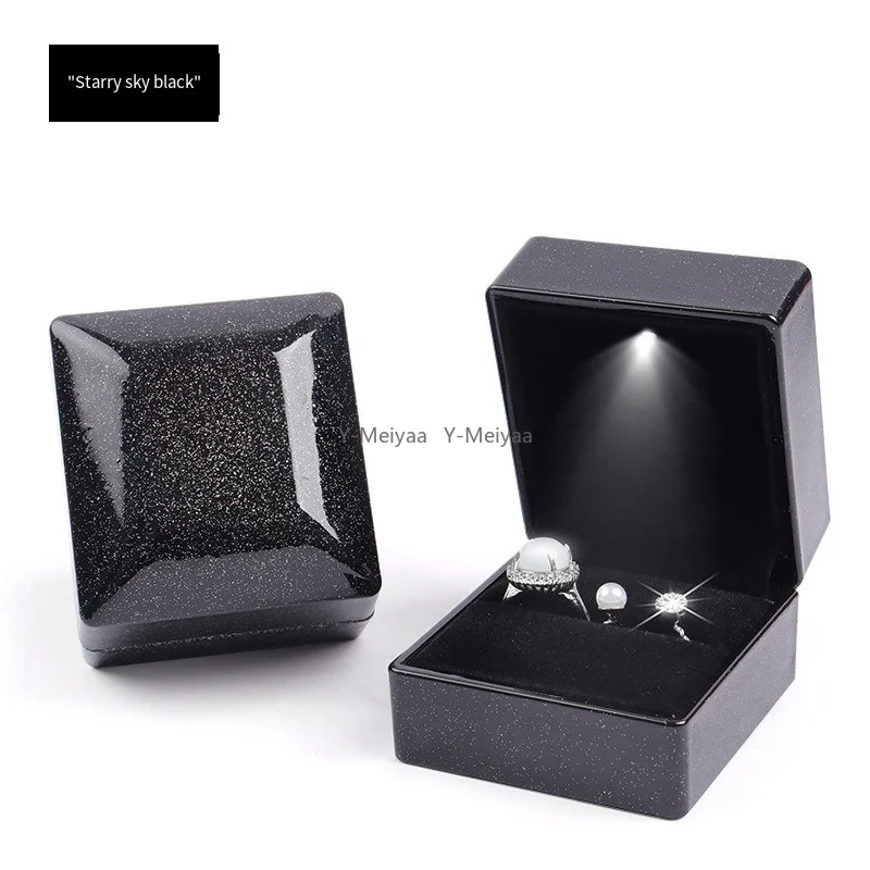 

1PC LED Light Ring Box Engagement Proposal Wedding Luxury Gift Box Red Wine Ring Case for Valentine's Day Anniversary Christmas