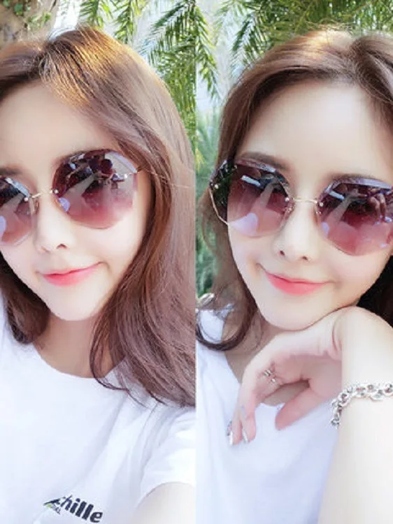 

Pasen Tun High Defn Ocean Pattern Faionable Sunglasses Women's Framel Cutout Sli Sunglasses UV Protection